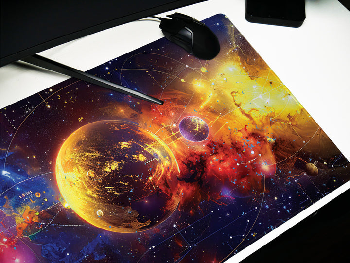 Cosmic Voyage Design 4, Desk Pad, Mouse Pad, Desk Mat, Solar Majesty, Planetary Pathways, Orbital Elegance