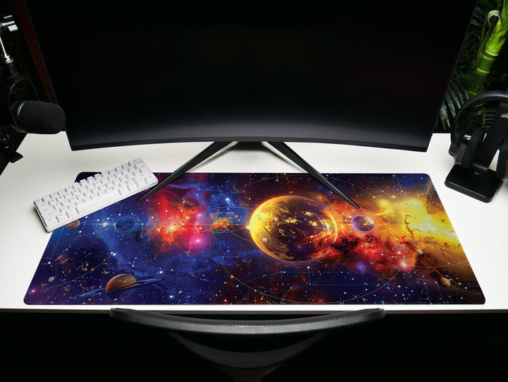 Cosmic Voyage Design 4, Desk Pad, Mouse Pad, Desk Mat, Solar Majesty, Planetary Pathways, Orbital Elegance