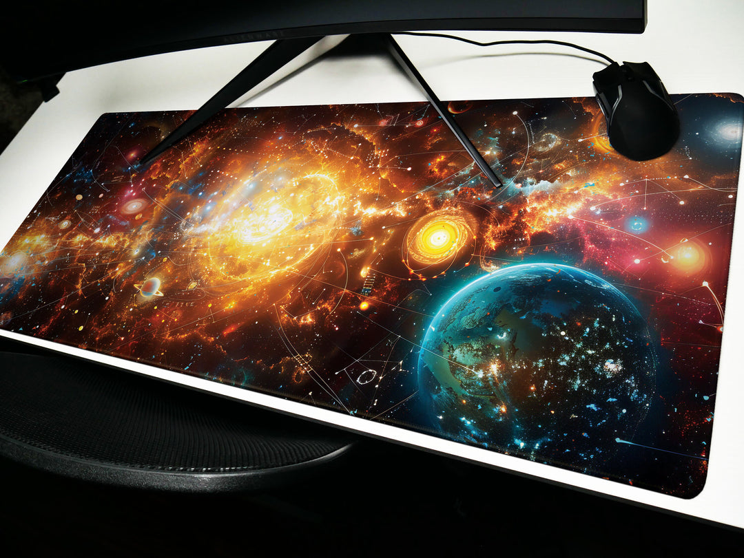 Cosmic Voyage Design 6, Desk Pad, Mouse Pad, Desk Mat, Stellar Nexus, Cosmic Convergence, Astronomical Nexus