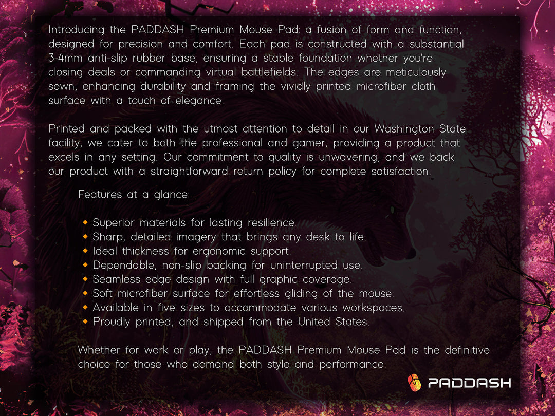 Dream Weaver Design 2, Desk Pad, Mouse Pad, Desk Mat, Mystical Forest, Moonlit Silhouette, Enchanted Wilderness, Majestic Beast