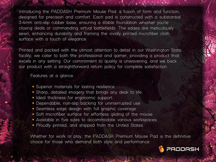 Dream Weaver Design 2, Desk Pad, Mouse Pad, Desk Mat, Mystical Forest, Moonlit Silhouette, Enchanted Wilderness, Majestic Beast
