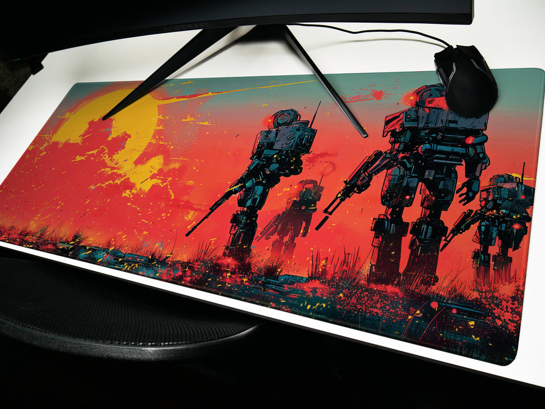 Celestial Mech Design 2, Desk Pad, Sunrise Mech Battalion, Dystopian Dawn, Robotic Vanguard