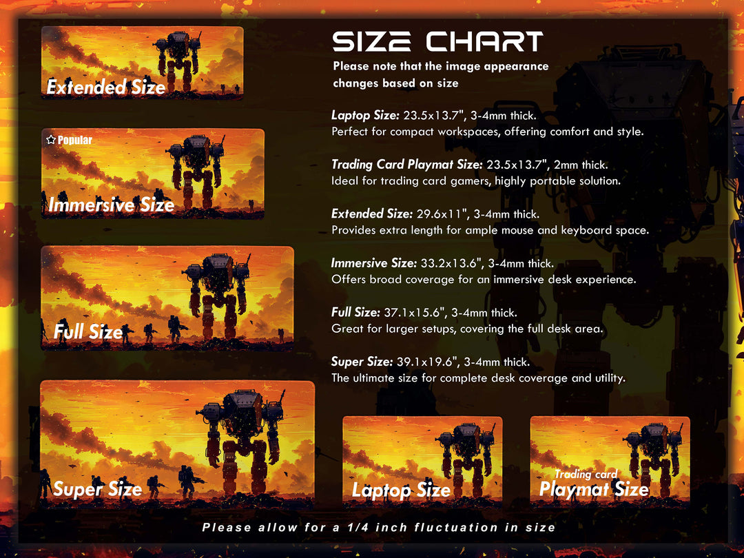 Celestial Mech Design 6, Desk Pad, Dusk Vanguard, Sunset Armada, Warrior's Silhouette
