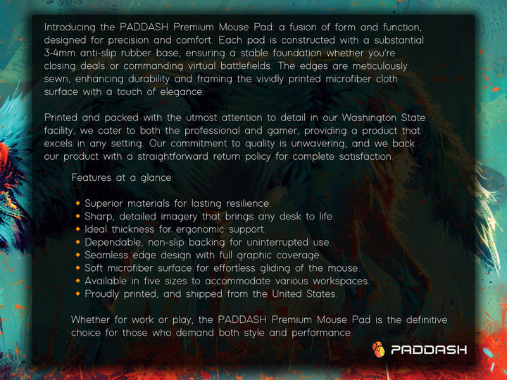 Lunar Howl Design 2, Desk Pad, Commanding Canine Fury, Wild Brushstrokes, Dynamic Energy Splash