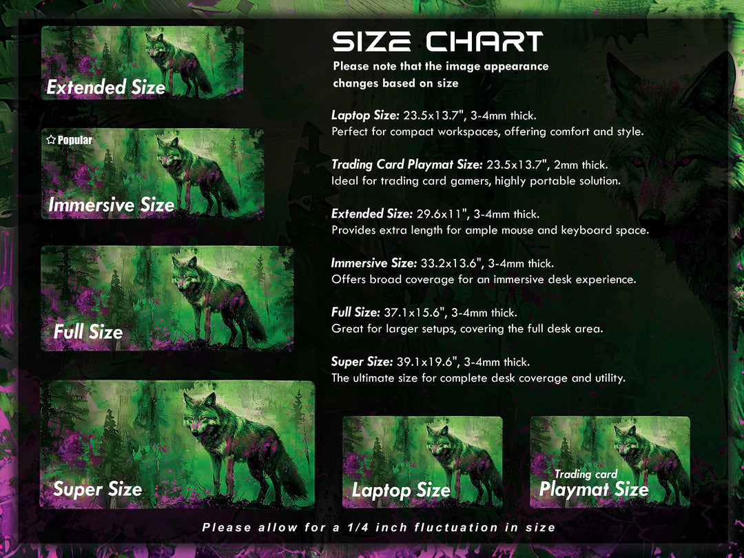 Lunar Howl Design 4, Desk Pad, Emerald Enigma, Nature's Guardian, Vivid Wilderness Vista