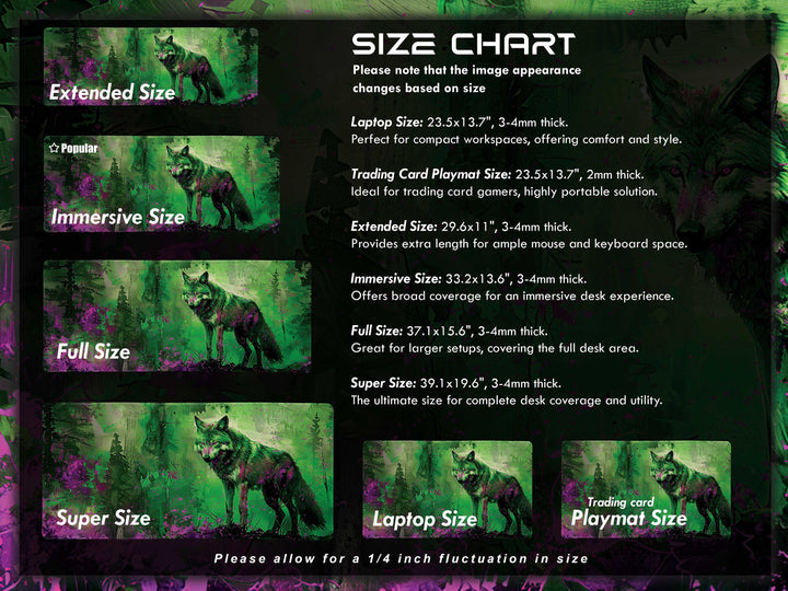 Lunar Howl Design 4, Desk Pad, Emerald Enigma, Nature's Guardian, Vivid Wilderness Vista