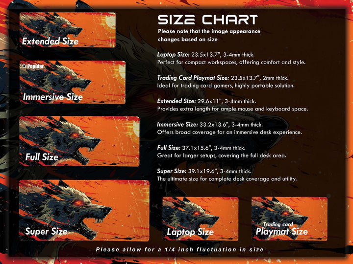 Lunar Howl Design 6, Desk Pad, Artic Echo, Frosty Foliage Fantasy, Crimson Dawn Contrast