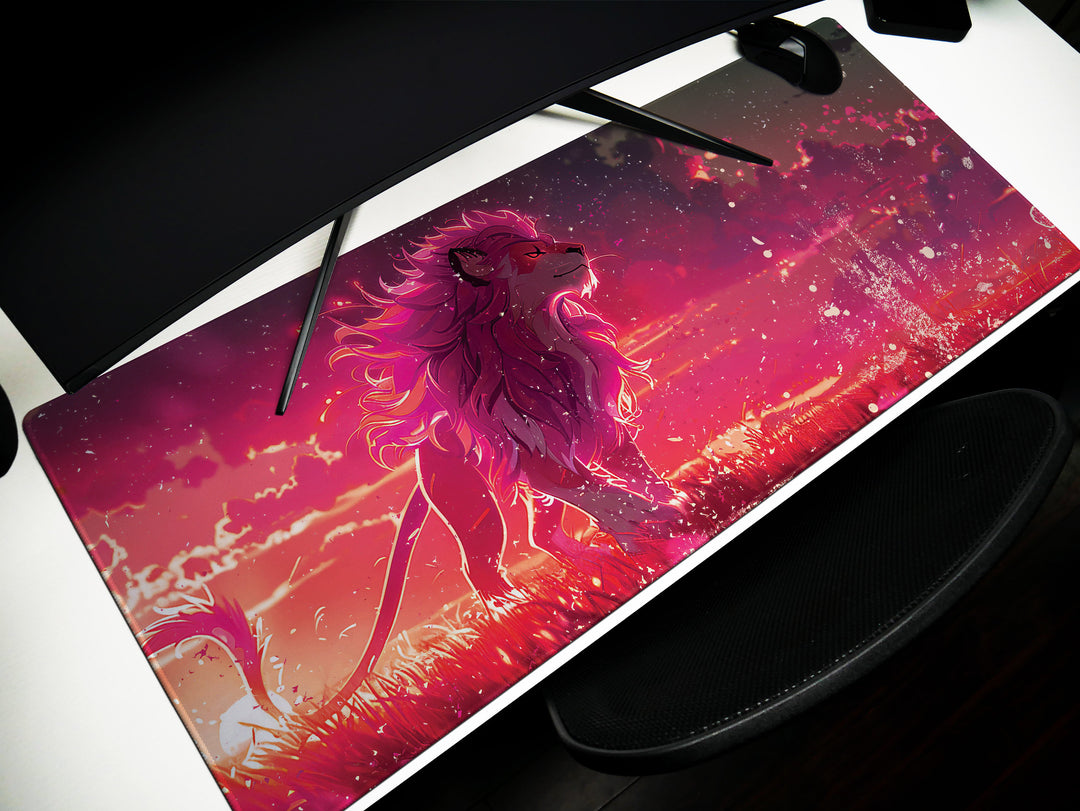 Majestic Roar Design 3, Desk Pad, Mouse Pad, Desk Mat, Crimson Dusk Sovereign, Twilight Majesty