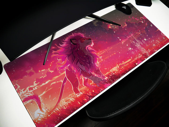 Majestic Roar Design 3, Desk Pad, Mouse Pad, Desk Mat, Crimson Dusk Sovereign, Twilight Majesty