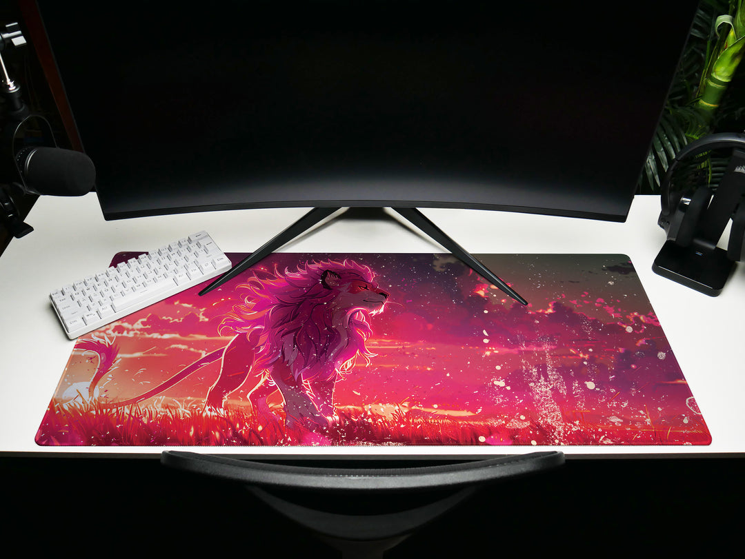 Majestic Roar Design 3, Desk Pad, Mouse Pad, Desk Mat, Crimson Dusk Sovereign, Twilight Majesty