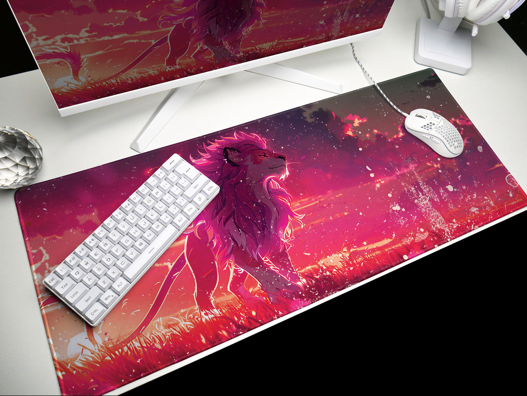 Majestic Roar Design 3, Desk Pad, Mouse Pad, Desk Mat, Crimson Dusk Sovereign, Twilight Majesty