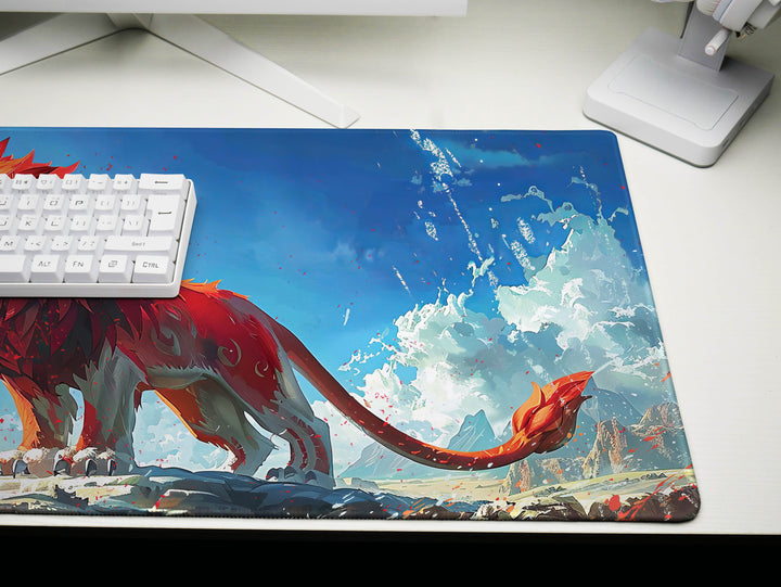 Majestic Roar Design 4, Desk Pad, Mouse Pad, Desk Mat, Alpine Blaze Monarch, Fiery Spirit Summit