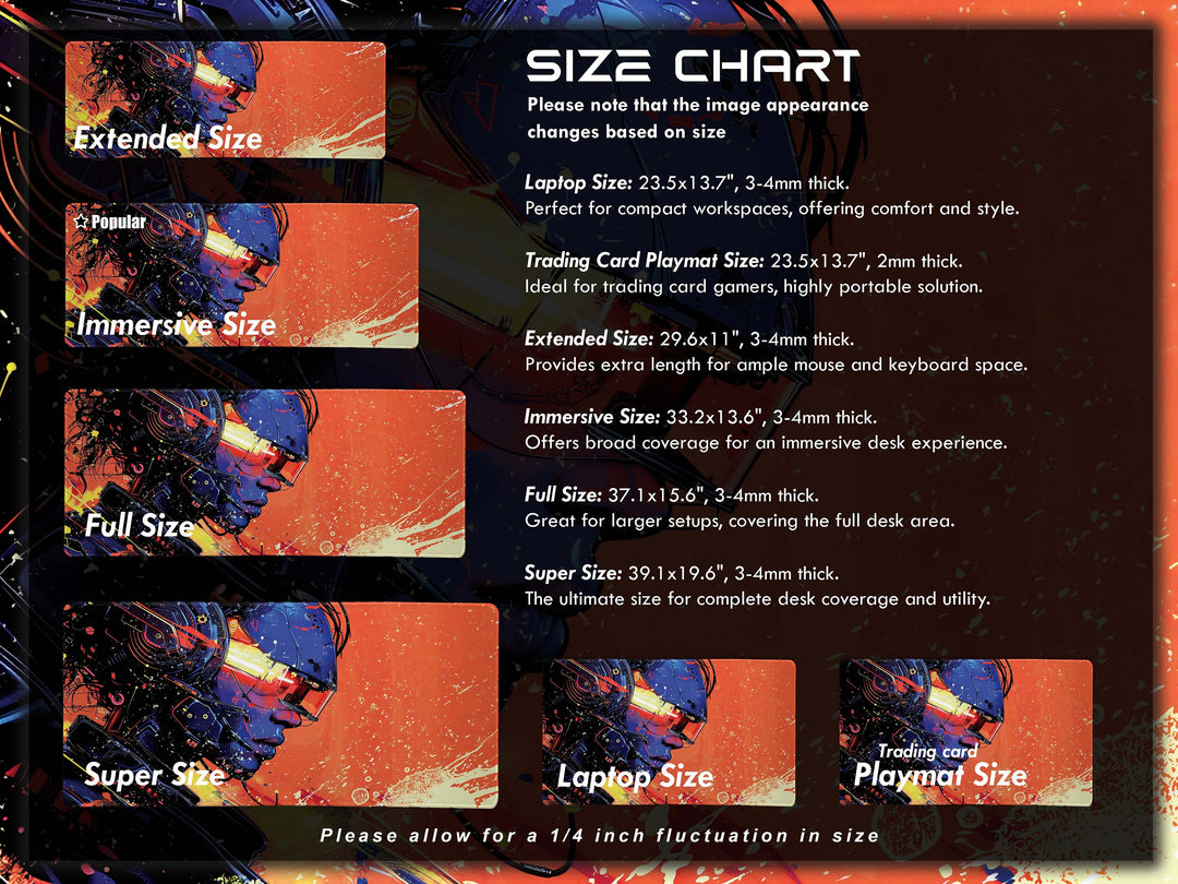 Cybernetic Vision Design 6, Desk Pad, Sunrise Sentinel, Cosmic Contemplation, Wide Format, Vivid Vanguard