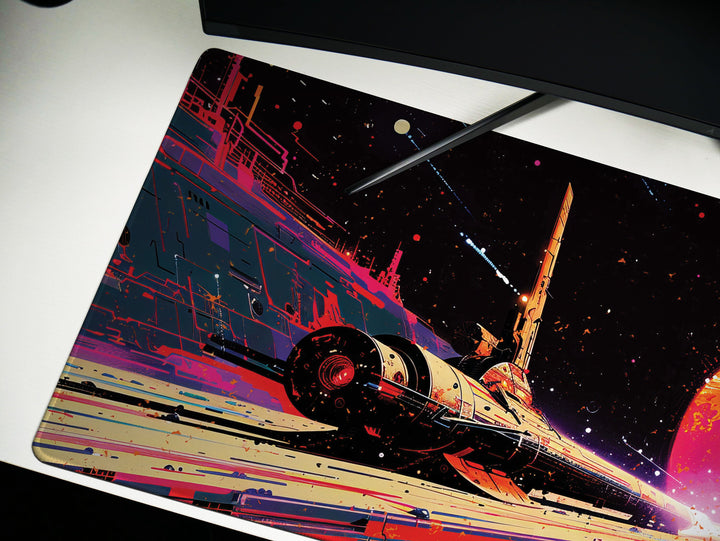 Astral Vantage Design 1, Desk Pad, Mouse Pad, Desk Mat, Galactic Runway, Sci-Fi Dreamscape