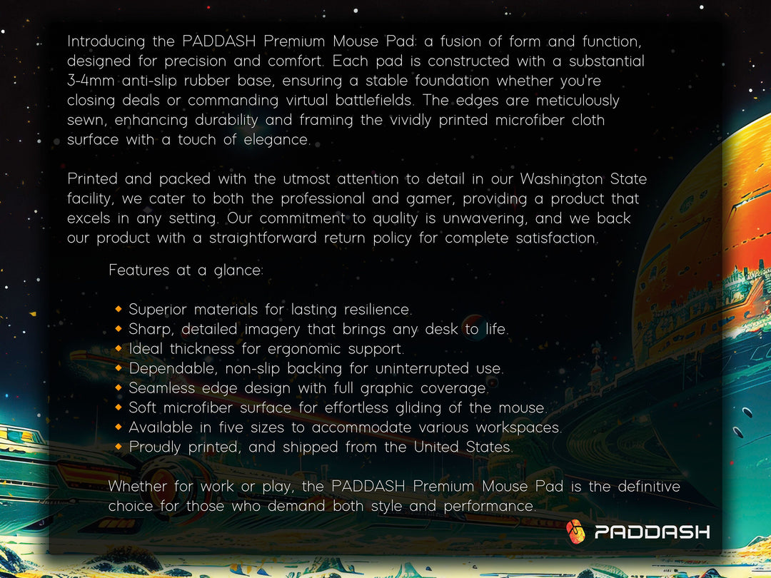 Astral Vantage Design 2, Desk Pad, Mouse Pad, Desk Mat, Starlit Spaceport, Cosmic Adventure