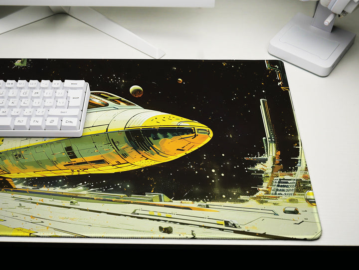 Astral Vantage Design 4, Desk Pad, Mouse Pad, Desk Mat, Orbital Shuttle Launch, Deep Space Station