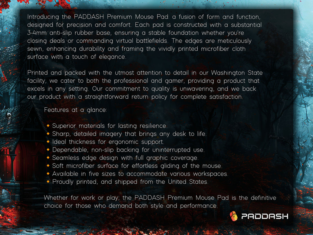 Sanguine Dusk Design 3, Desk Pad, Mouse Pad, Desk Mat, Crimson Enchantment, Forest Whispers