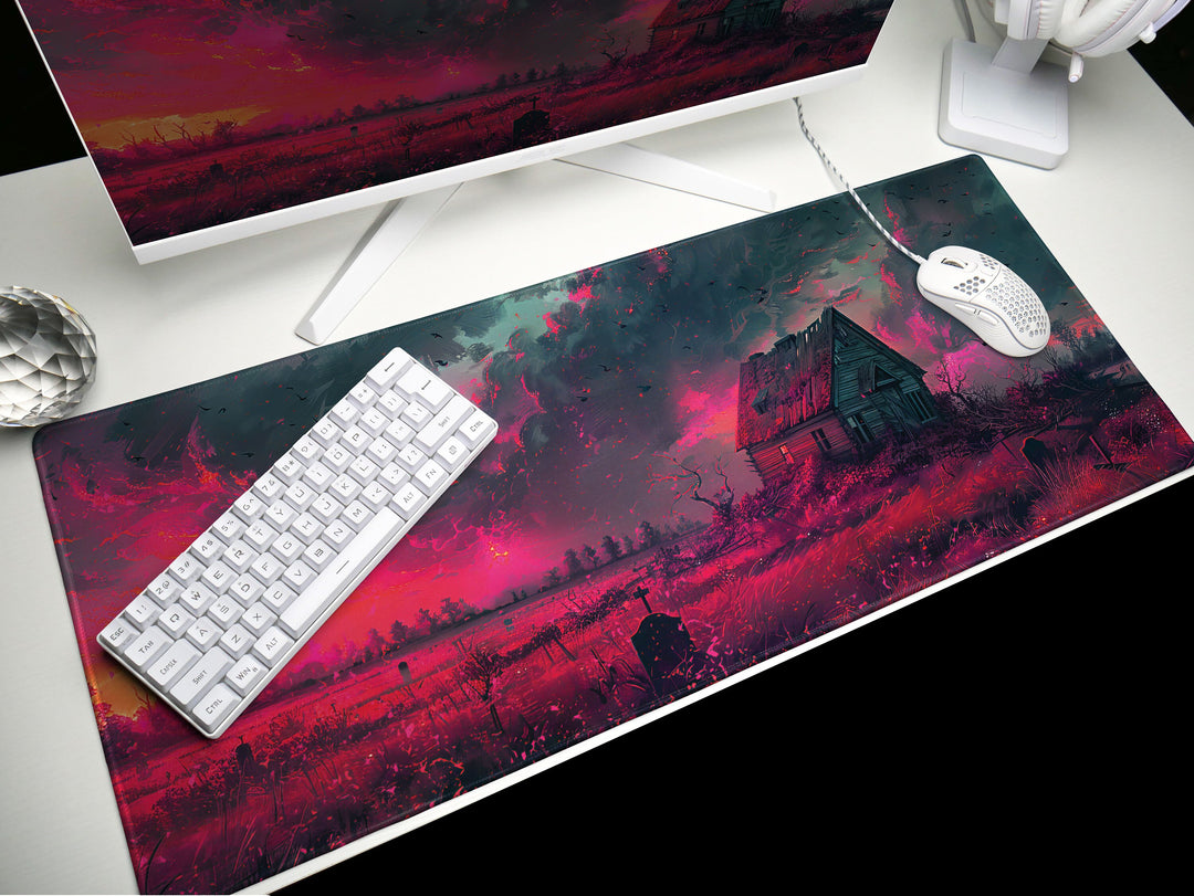 Sanguine Dusk Design 4, Desk Pad, Mouse Pad, Desk Mat, Twilight Serenity, Crimson Haven
