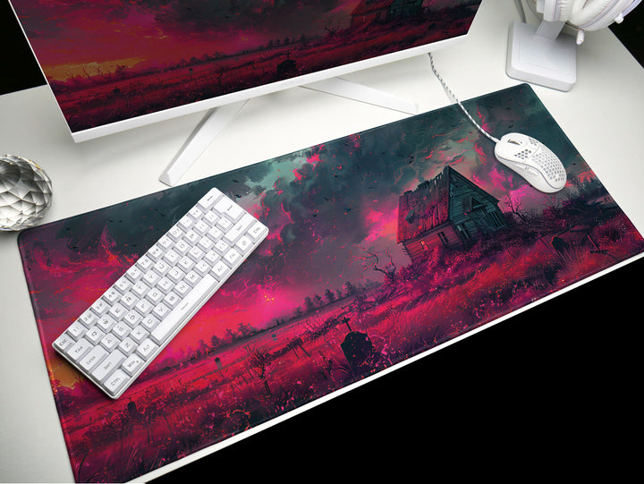 Sanguine Dusk Design 4, Desk Pad, Mouse Pad, Desk Mat, Twilight Serenity, Crimson Haven