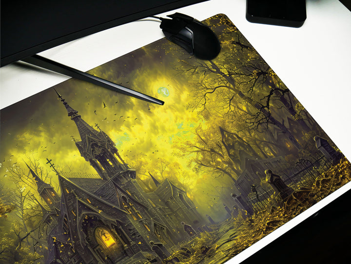 Sanguine Dusk Design 5, Desk Pad, Mouse Pad, Desk Mat, Nocturnal Whisper, Golden Shroud