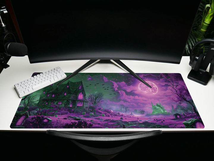 Sanguine Dusk Design 6, Desk Pad, Mouse Pad, Desk Mat, Lunar Mystique, Violet Dreams