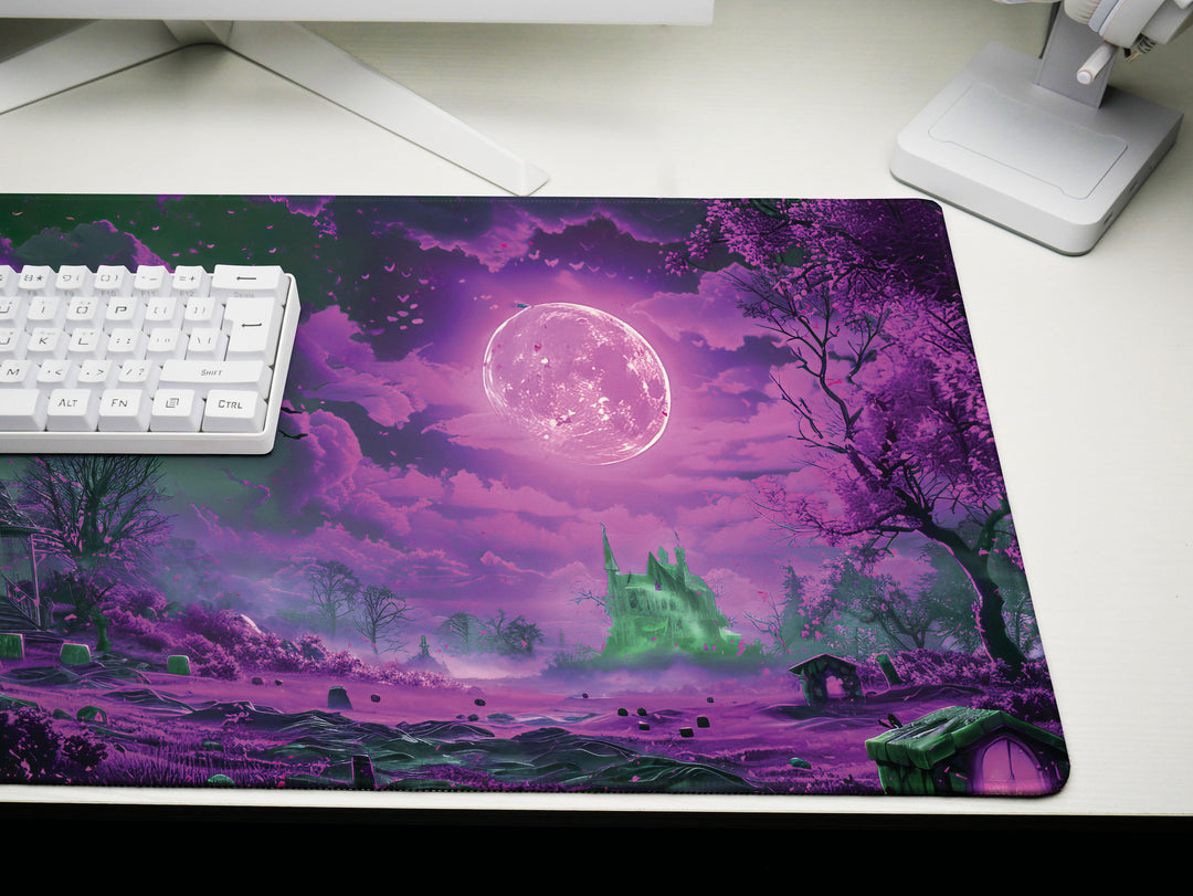 Sanguine Dusk Design 6, Desk Pad, Mouse Pad, Desk Mat, Lunar Mystique, Violet Dreams