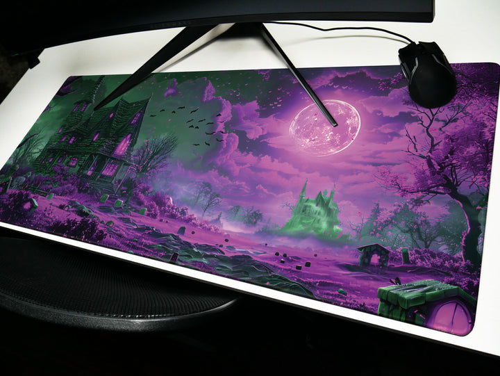 Sanguine Dusk Design 6, Desk Pad, Mouse Pad, Desk Mat, Lunar Mystique, Violet Dreams