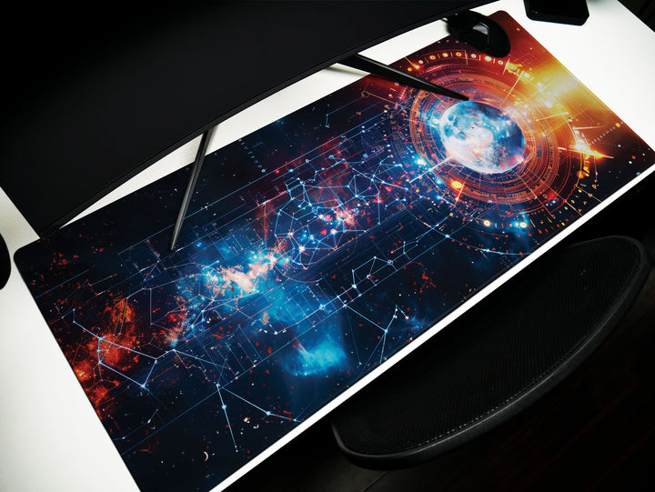 Cosmic Cartography Design 3, Desk Pad, Mouse Pad, Desk Mat, Stellar Fusion, Cosmic Network