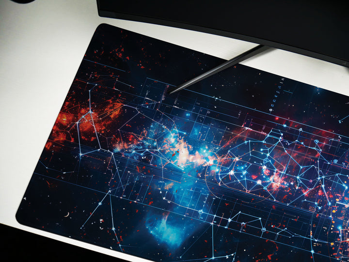 Cosmic Cartography Design 3, Desk Pad, Mouse Pad, Desk Mat, Stellar Fusion, Cosmic Network