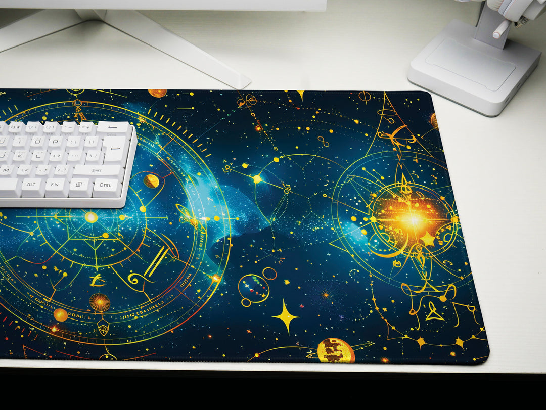 Cosmic Cartography Design 5, Desk Pad, Mouse Pad, Desk Mat, Celestial Journey, Starry Wisdom
