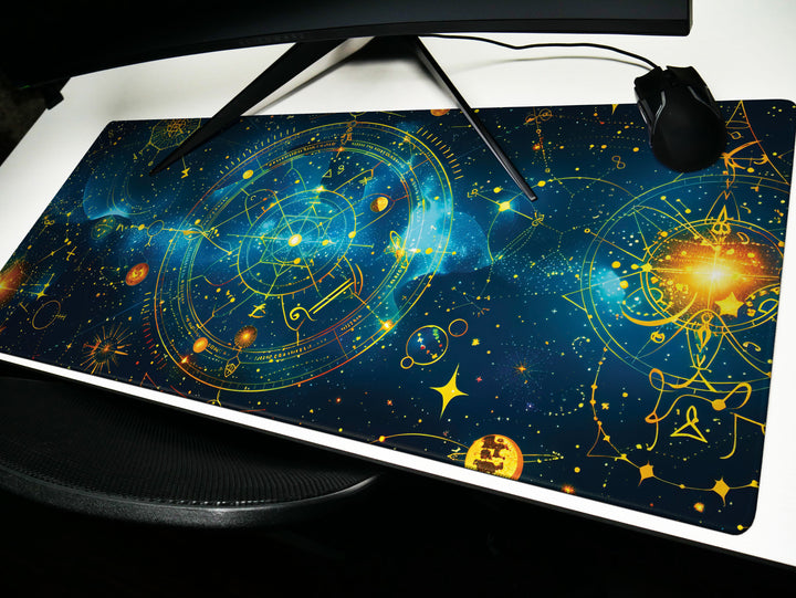 Cosmic Cartography Design 5, Desk Pad, Mouse Pad, Desk Mat, Celestial Journey, Starry Wisdom