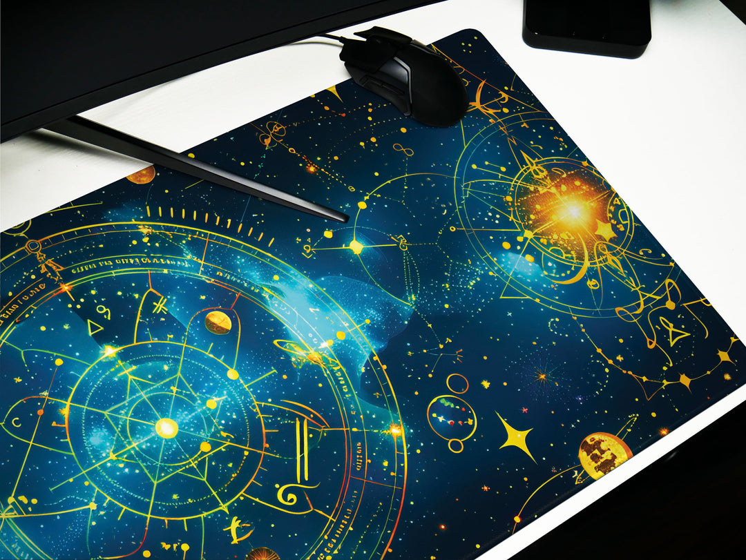 Cosmic Cartography Design 5, Desk Pad, Mouse Pad, Desk Mat, Celestial Journey, Starry Wisdom