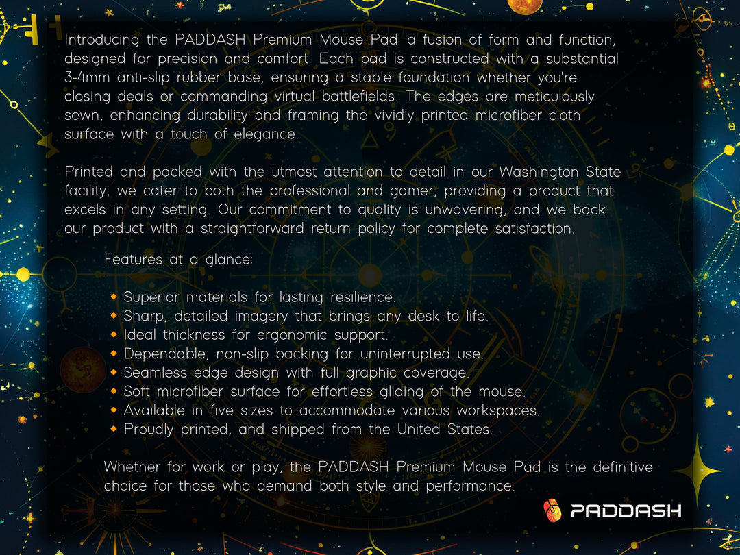 Cosmic Cartography Design 5, Desk Pad, Mouse Pad, Desk Mat, Celestial Journey, Starry Wisdom