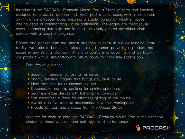 Cosmic Cartography Design 5, Desk Pad, Mouse Pad, Desk Mat, Celestial Journey, Starry Wisdom