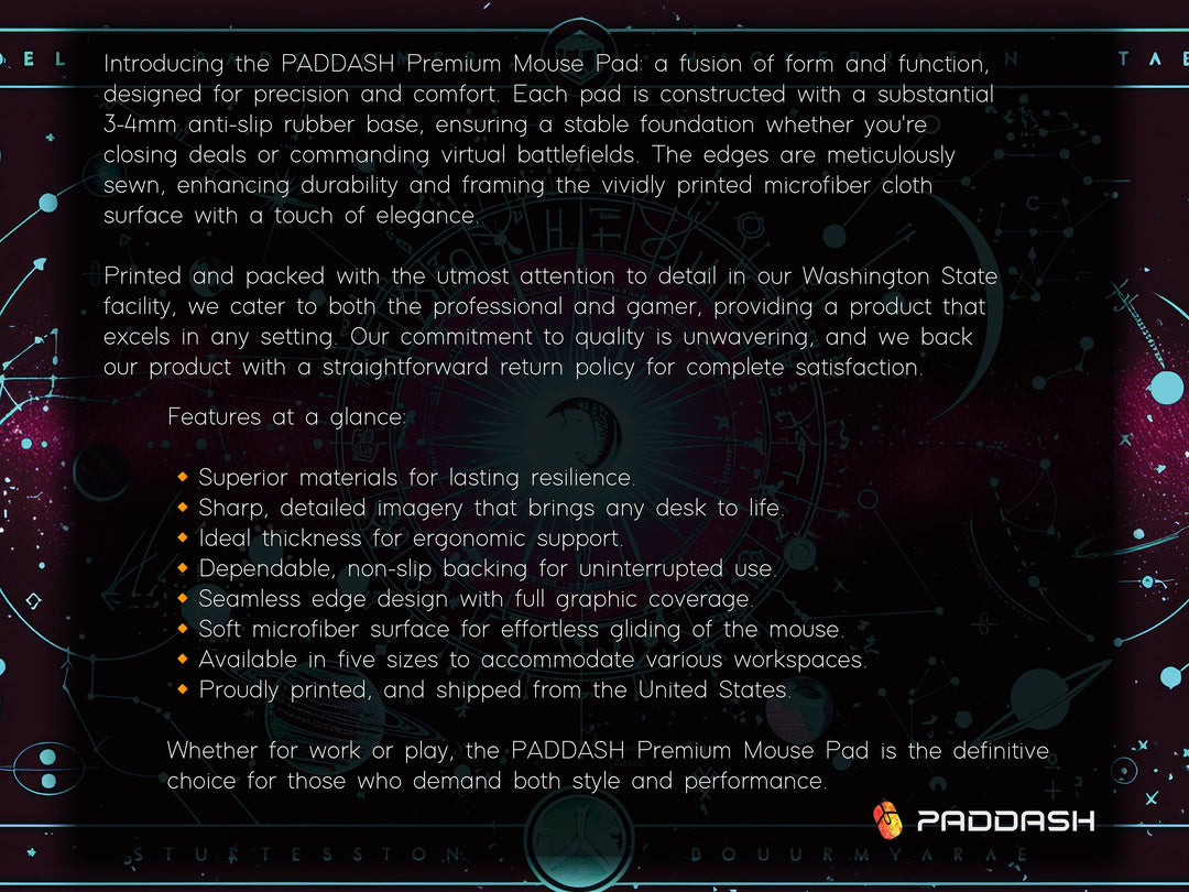 Cosmic Cartography Design 6, Desk Pad, Mouse Pad, Desk Mat, Astral Rendezvous, Celestial Blueprint