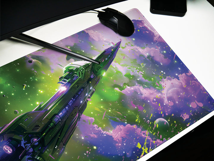 Cosmic Conquest Design 1, Desk Pad, Mouse Pad, Desk Mat, Galactic Explorer, Vivid Nebulae