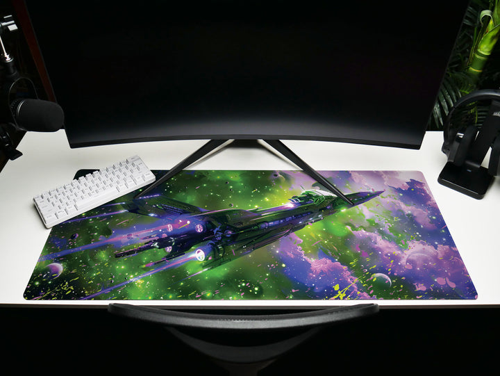Cosmic Conquest Design 1, Desk Pad, Mouse Pad, Desk Mat, Galactic Explorer, Vivid Nebulae