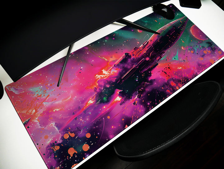 Cosmic Conquest Design 3, Desk Pad, Mouse Pad, Desk Mat, Nebular Odyssey, Stellar Phenomena