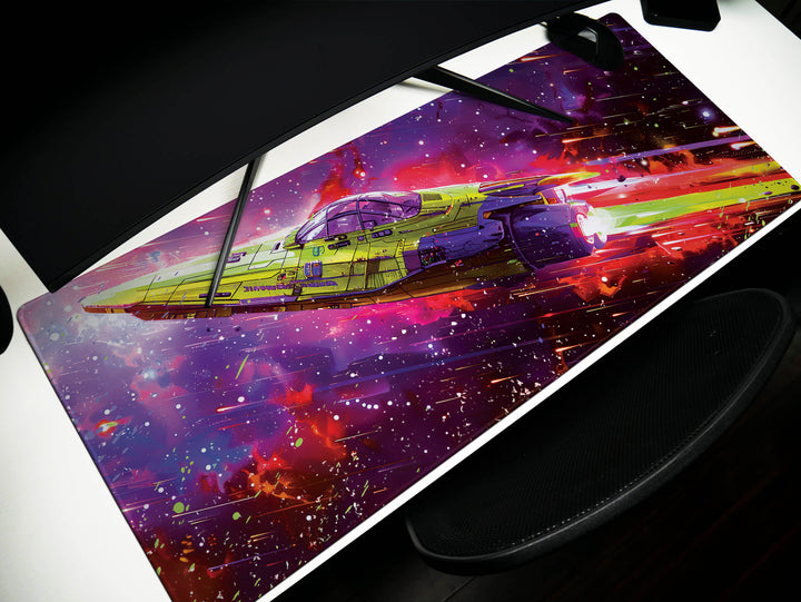 Cosmic Conquest Design 4, Desk Pad, Mouse Pad, Desk Mat, Rainbow Velocity, Spectral Light Show