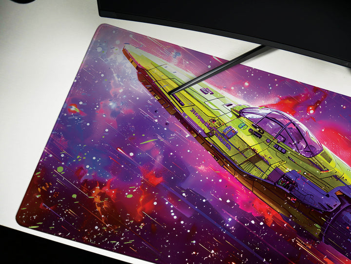 Cosmic Conquest Design 4, Desk Pad, Mouse Pad, Desk Mat, Rainbow Velocity, Spectral Light Show