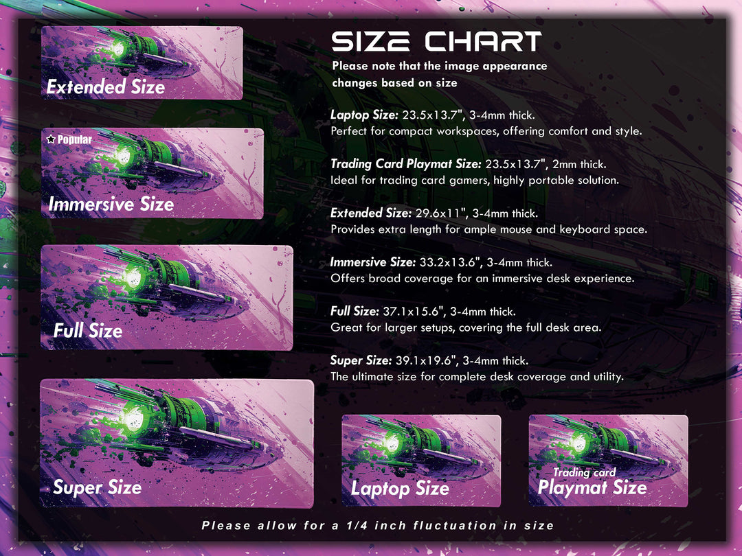 Cosmic Conquest Design 5, Desk Pad, Mouse Pad, Desk Mat, Neon Star Cruiser, Purple Nebula Blast