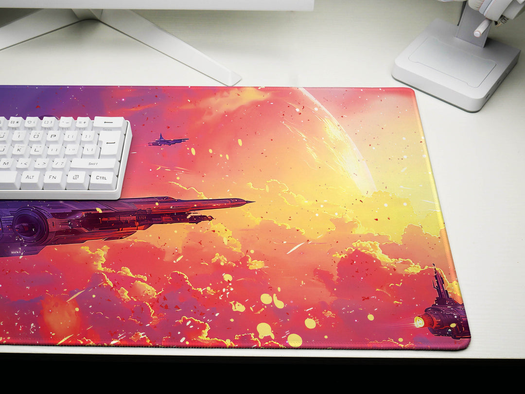 Cosmic Conquest Design 6, Desk Pad, Mouse Pad, Desk Mat, Solar Armada, Crimson Galaxy Battle