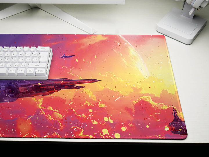 Cosmic Conquest Design 6, Desk Pad, Mouse Pad, Desk Mat, Solar Armada, Crimson Galaxy Battle