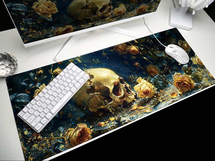 Eternal Bloom Design 5, Desk Pad, Mouse Pad, Desk Mat, Golden Twilight, Enigmatic Floral