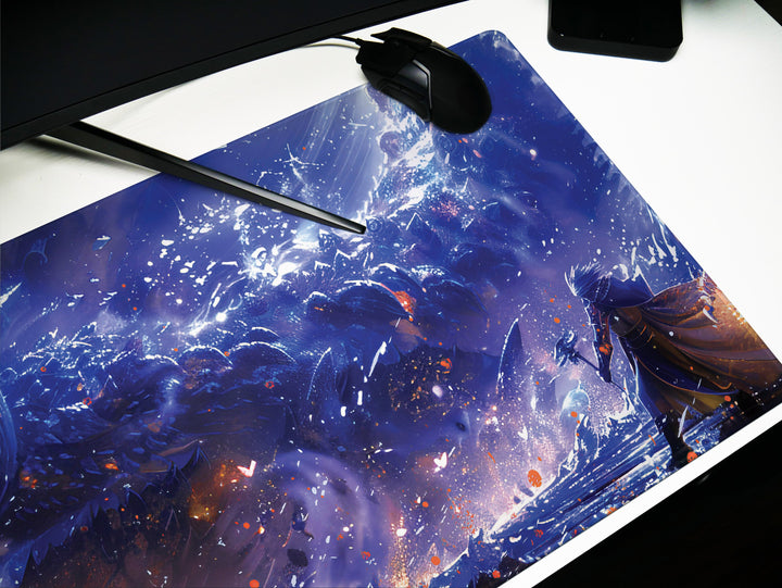 Mystic Nebula Design 3, Desk Pad, Mouse Pad, Desk Mat, Dragon's Fury, Celestial Battle