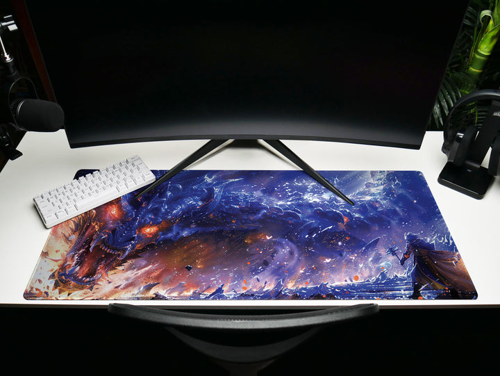 Mystic Nebula Design 3, Desk Pad, Mouse Pad, Desk Mat, Dragon's Fury, Celestial Battle