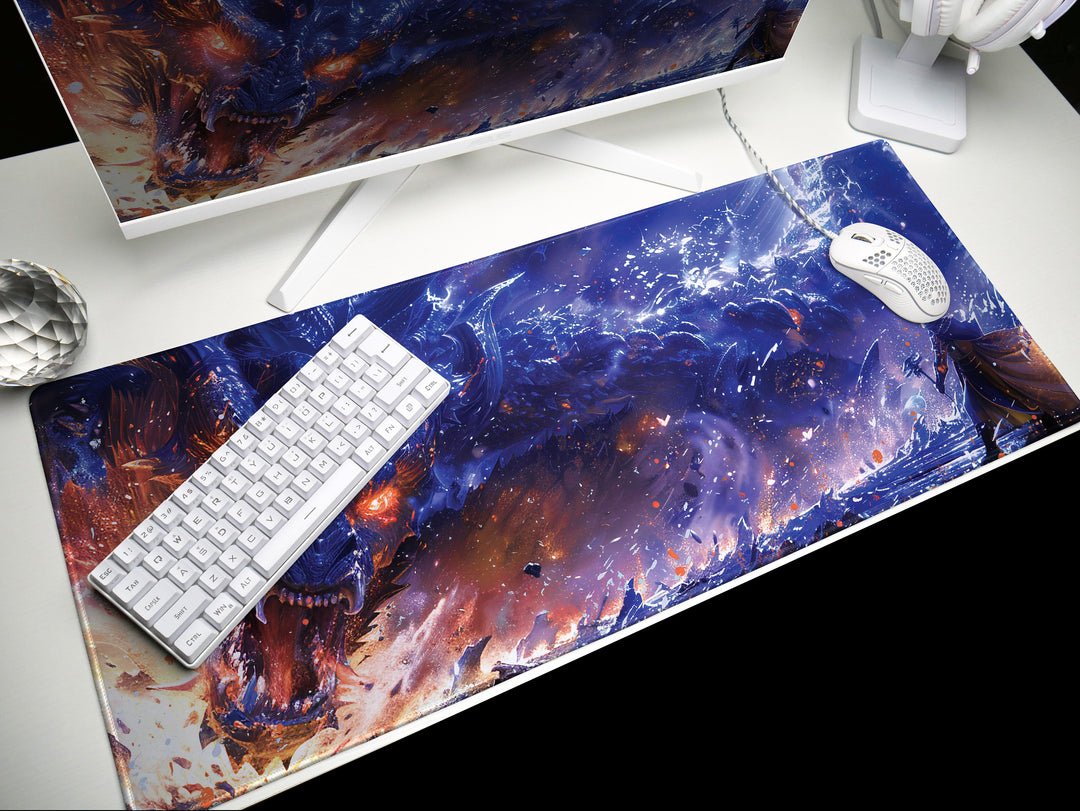 Mystic Nebula Design 3, Desk Pad, Mouse Pad, Desk Mat, Dragon's Fury, Celestial Battle