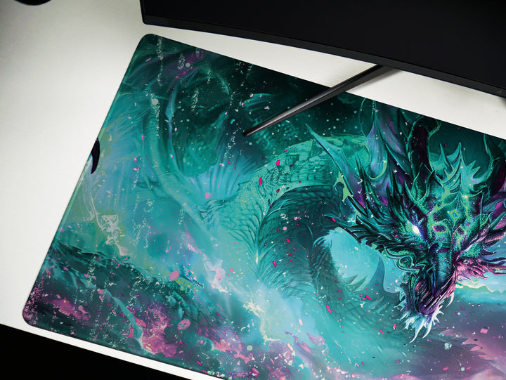 Mystic Nebula Design 4, Desk Pad, Mouse Pad, Desk Mat, Sea Dragon's Embrace, Aquatic Majesty