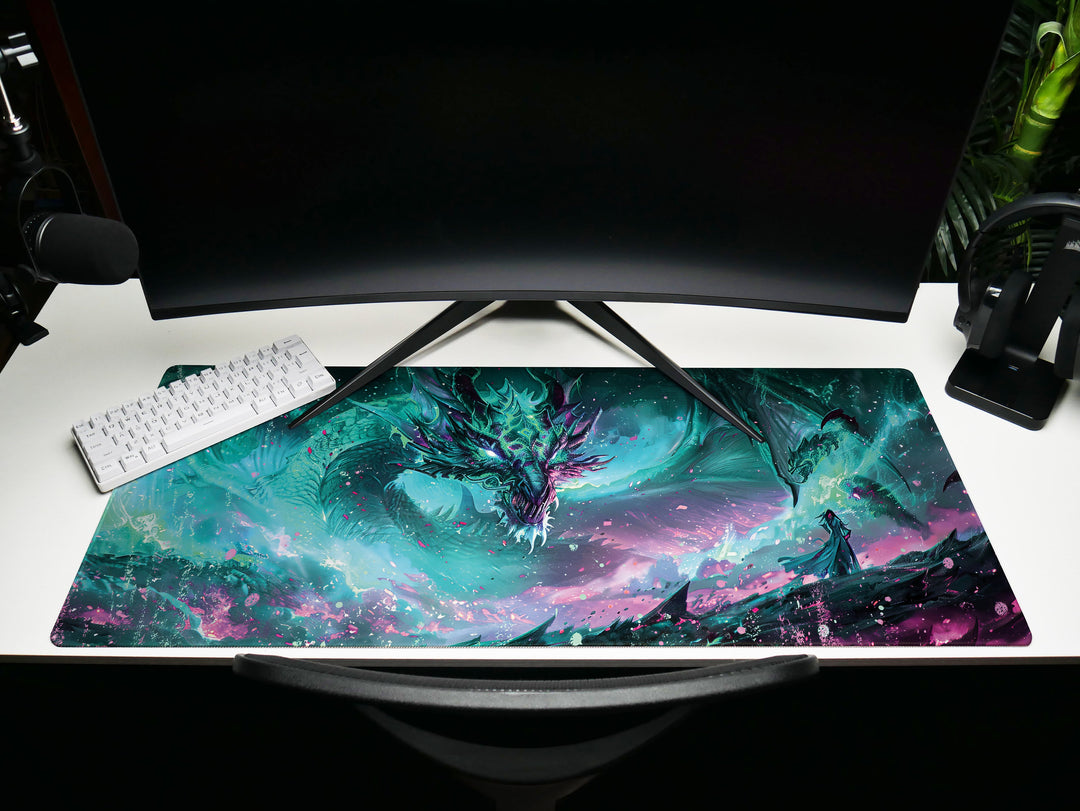 Mystic Nebula Design 4, Desk Pad, Mouse Pad, Desk Mat, Sea Dragon's Embrace, Aquatic Majesty
