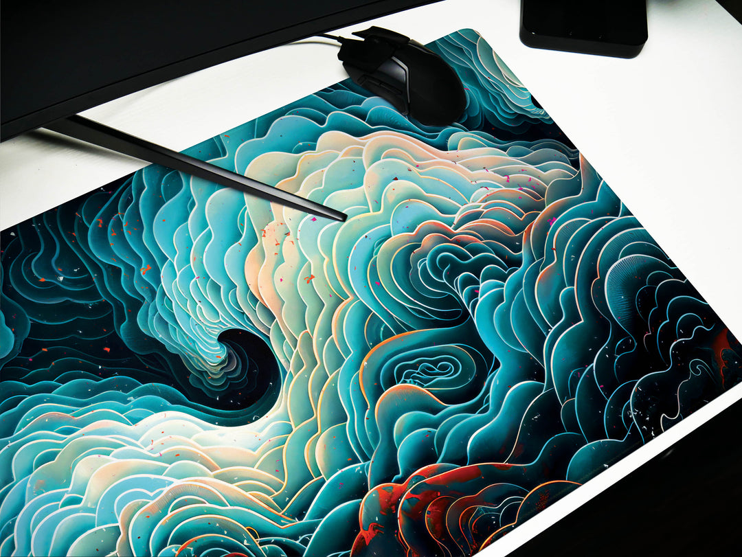 Spiral Genesis Design 6, Desk Pad, Mouse Pad, Desk Mat, Mystical Arches, Spiraled Elegance, Rich Earthy Tones